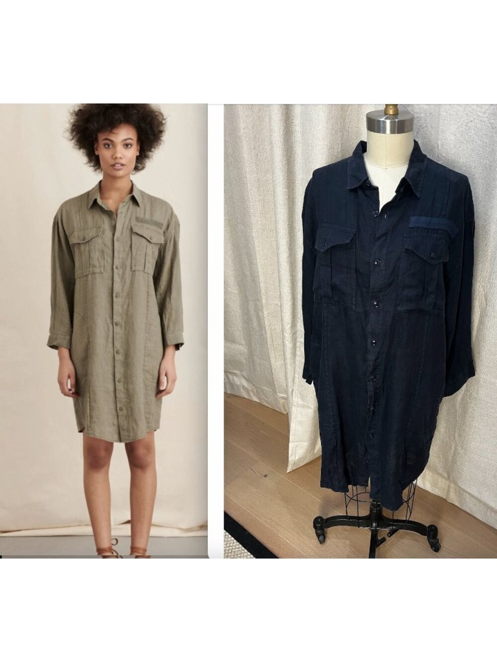 ALEX MILL Keeper Linen Shirt Dress Sz M Dark Navy NWT No Belt
